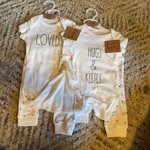 Pair Rae Dunn onesie outfits